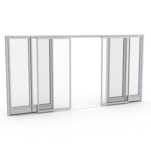 Glass Room Divider Walls with Sliding Acrylic Panel Door | Sapphire Wall System | 14' x 84" H