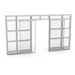 Glass Room Divider Wall with Sliding Glass Door | Sapphire Wall System | 14' x 95" H
