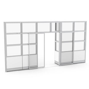 Glass Divider Wall Partition with Sliding Acrylic Door | Sapphire Wall System | 17' x 108" H