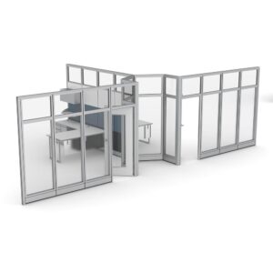 All Glass Cubicle Office with Locking Doors | Sapphire Wall System | 12'x12'x108"H