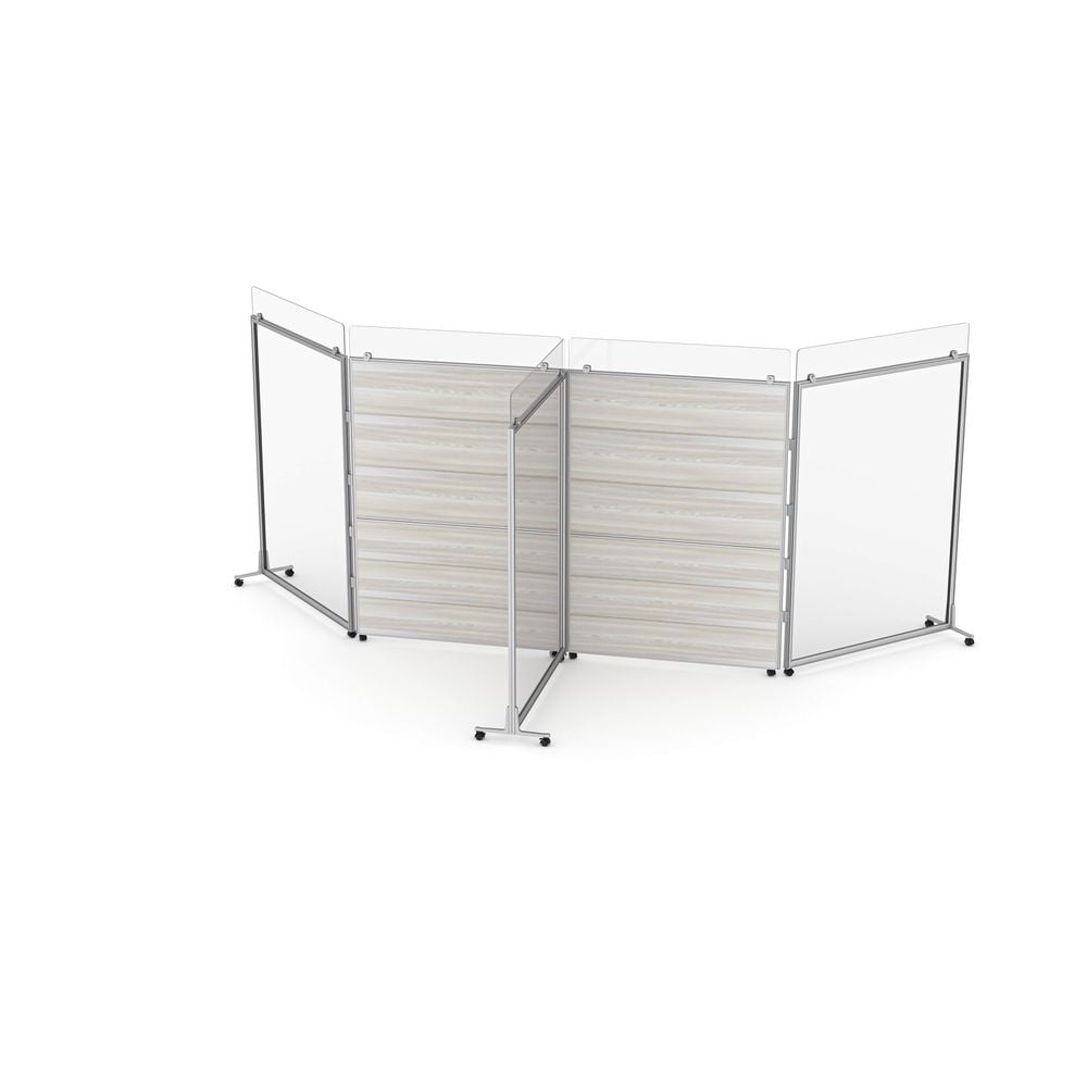 Freestanding Office Divider with Acrylic Cubicle Extenders | SAPslim Cubicle Collection | 8 x 4 x 65 - Image 2