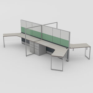 4-Person 120 Degree Cubicle Workstation | SAPslim Cubicle Collection | Sapphire Cubicle Collection | 4x7x65"H