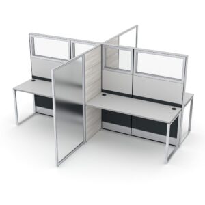 Glass Top Cubicles with Workstations | SAPslim Cubicle Series | Sapphire Cubicle System | 5"W x 5"D x 65"H