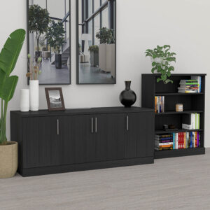 Office Storage Set | 4-Shelf Bookcase And 4-Door Credenza | Sol Office Furniture Collection | 48"H Bookshelf