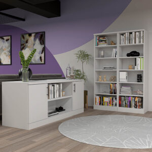 Office Storage Bundle | 2 Tall Bookcases And 2-Door Credenza | Sol Office Furniture Collection | 6-Shelf Bookcases