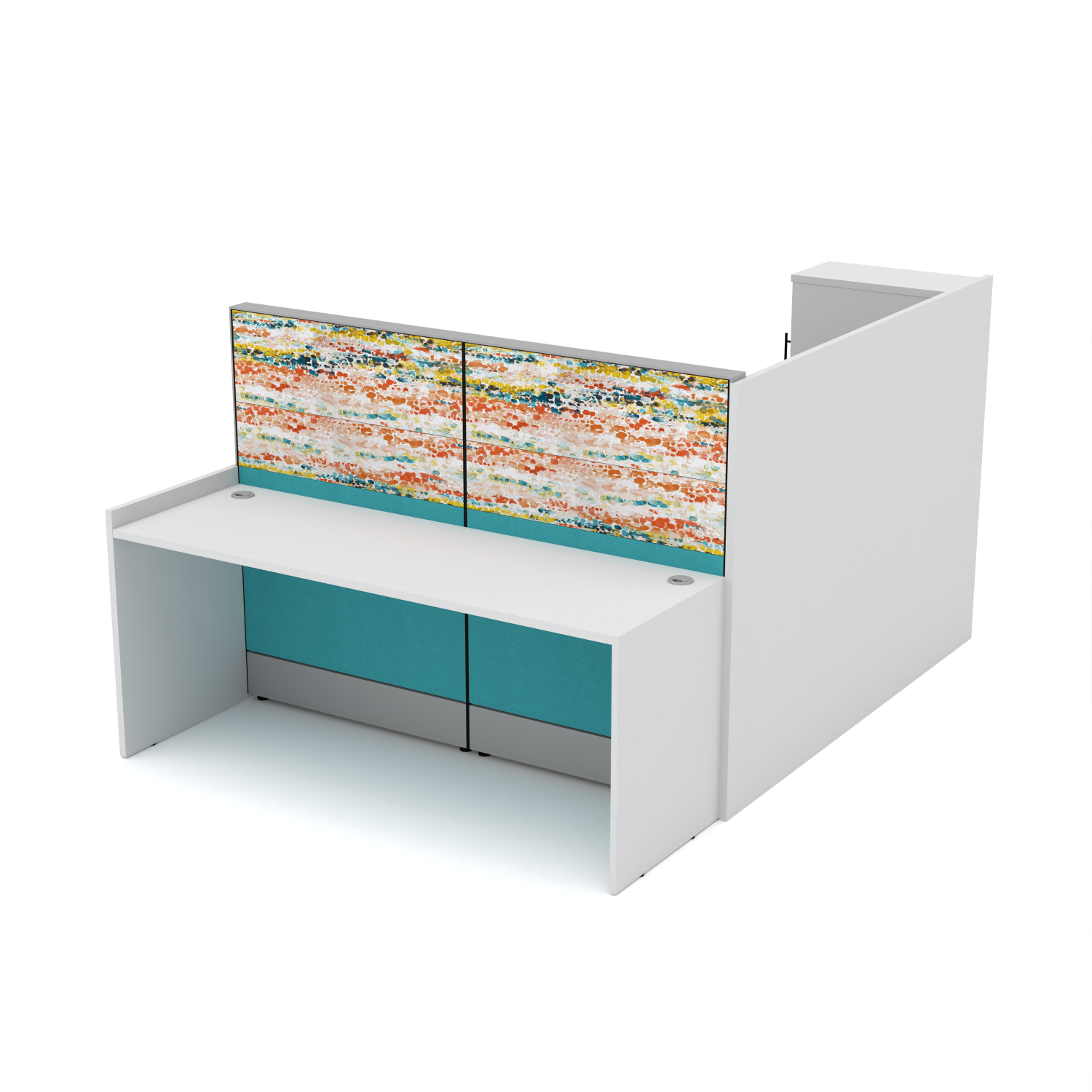 Privacy Cubicle and Printing Station | L-Shaped | Laminate Gallery Panels | Sol Series | 6x8x52"-32"H - Image 2