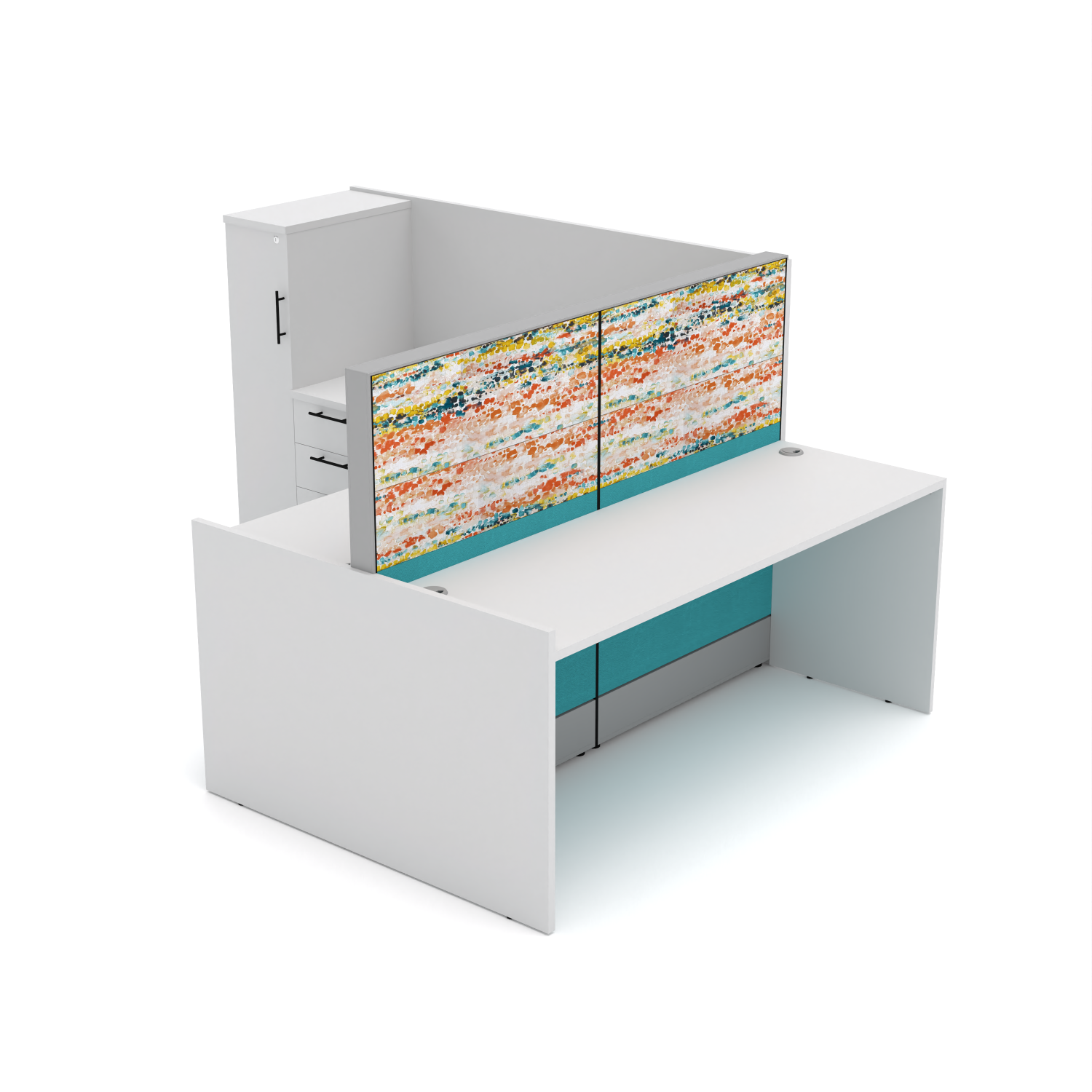 Privacy Cubicle and Printing Station | L-Shaped | Laminate Gallery Panels | Sol Series | 6x8x52"-32"H - Image 3