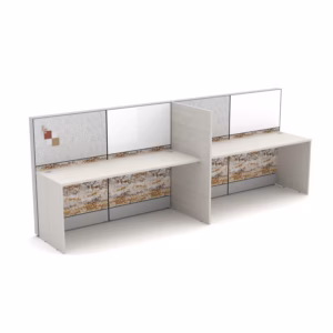 2 Person Call Center Cubicles | Privacy Workstations | Laminate Gallery Panels | Sol Series | 2x8x52