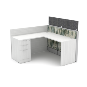 L-Shaped Cubicle With Acoustic Extender | Laminate Gallery Panels | Sol Series | 5x5x39"H