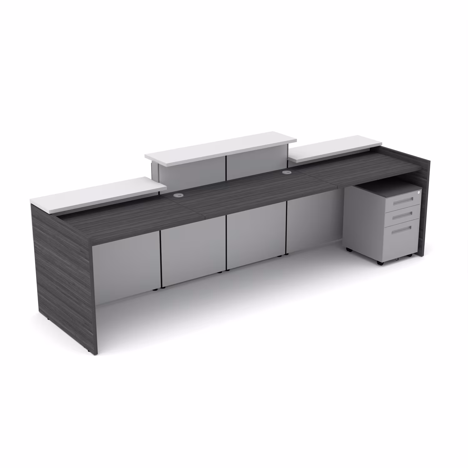 Office Reception Desk | Straight Reception With Dual Transaction Tops | Sol Series - Image 2