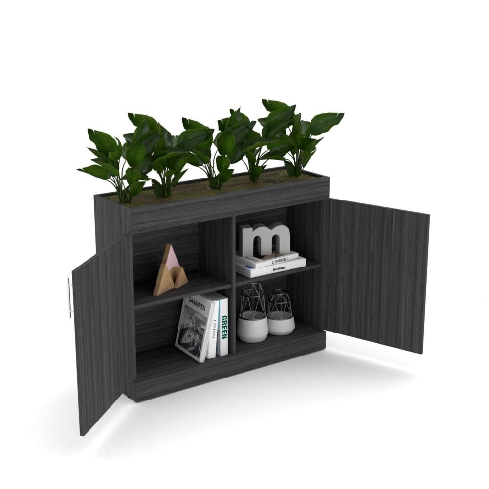 SOL-PLS-2D-1548-39-WA7949 - 03 2-Door Storage Planter Door Open