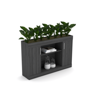 Indoor Planter Storage Cabinet | Open Shelves And Outer Doors | Sol Series | 3 Heights Available