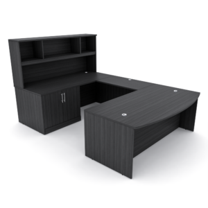 Complete Office Suite | Bow Front U-Shaped Laminate Desk With Storage | Under Desk Cabinet and Open Hutch | Sol Office Furniture