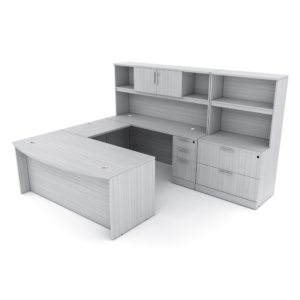 Executive Office Suite | U-Shaped Bow Front Laminate Desk | Overhead and Under Desk Storage | Sol Office Furniture