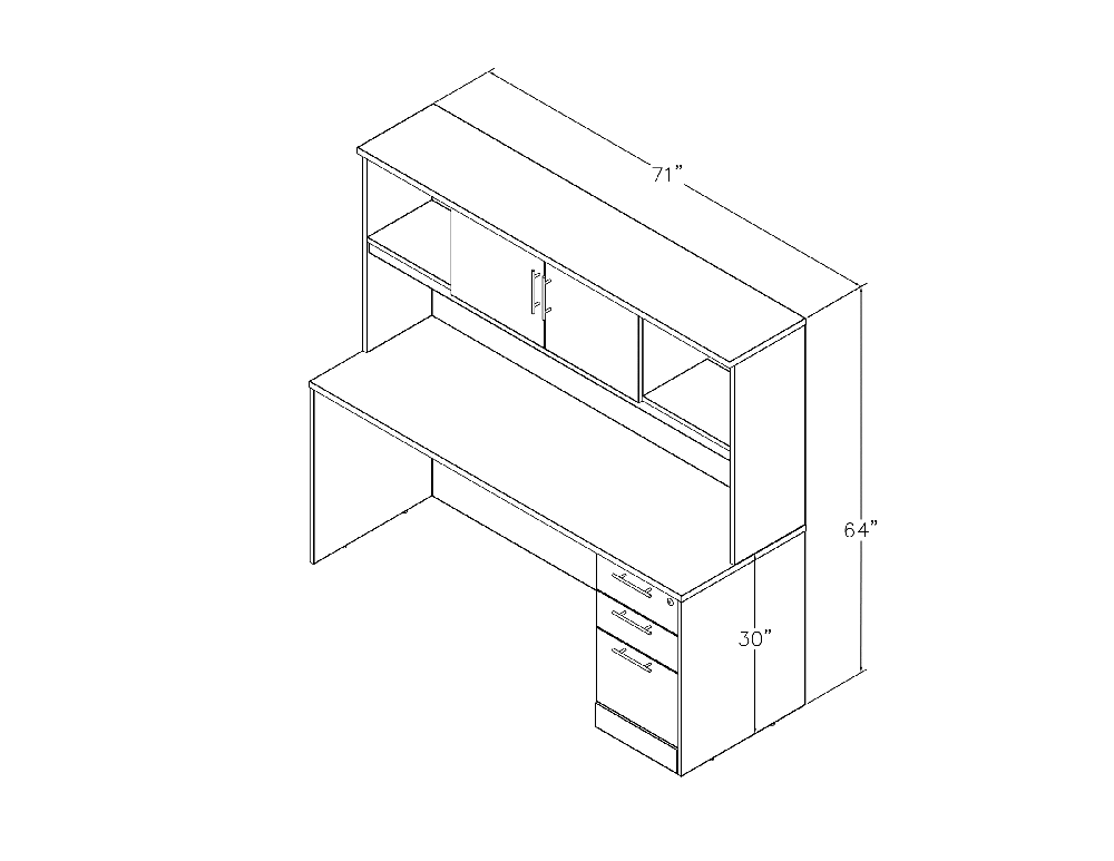 Laminate Office Suite | Straight Laminate Desk 2x6 | 2 Door Hutch | File Cabinet | Sol Office Furniture - Image 2