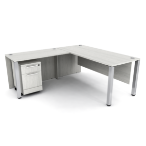 L-Shaped 6'x6 1/2' Laminate Office Desk | Laminate Sides Privacy Panels | Mobile File Cabinet | Metal Legs | Sol Office Furniture