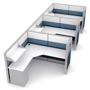 Contemporary Cubicle Workstations | Sapphire Cubicle System | 6x6x52"H | Seats 3