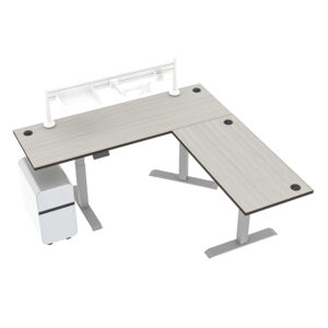 L-Shaped Electric Sit-Stand Desk with Accessory Rail | 6x6 Quantum Series | 9 Laminate Options