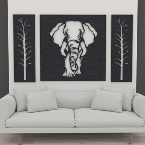 eSCAPE Series 3-Piece Elephant Acoustic Wall Art | Raised Design | 77"W X 47"H
