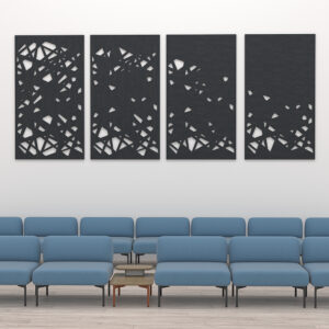 eSCAPE Series Acoustic Wall Art | 4-Panel Shattered Glass Design | 16'W x 7'H | Available in 15 Colors