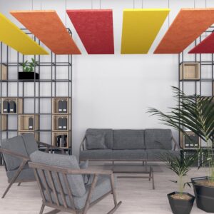 eSCAPE Rectangular Suspended Acoustic Ceiling Panels | Acoustical Ceiling Baffles | Set of 6 | 15 Colors Available