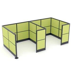 Freestanding Office Cubicle Walls | 2-Person | 6X6X52"H | 14 Fabric Color Options