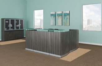 Medina L-Shaped Reception Station with BBF and FF Pedestals - 3 Laminates Available - Image 4