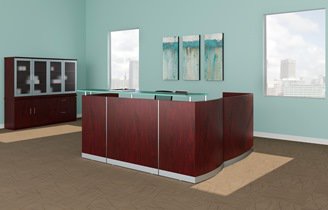 Medina L-Shaped Reception Station with BBF and FF Pedestals - 3 Laminates Available - Image 5