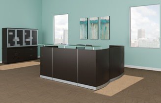 Medina L-Shaped Reception Station with BBF and FF Pedestals - 3 Laminates Available - Image 6