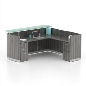 Medina L-Shaped Reception Station with BBF and FF Pedestals - 3 Laminates Available