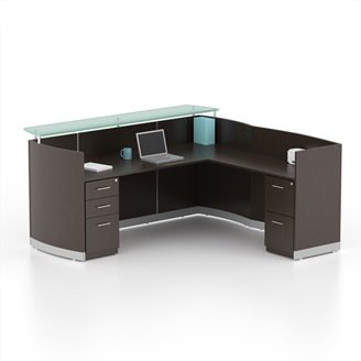 Medina L-Shaped Reception Station with BBF and FF Pedestals - 3 Laminates Available - Image 2