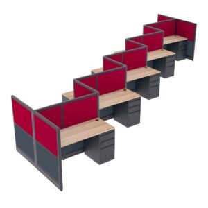 Staggered Call Center Cubicles | 10-Person | Emerald Collection | 3x5x52"H