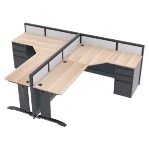 2-Person L-Shaped Cubicles | Emerald Collection | 5x7x39"H