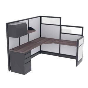 Modular L-Shaped Cubicle | Emerald Collection | 6x7x65-52-39"H