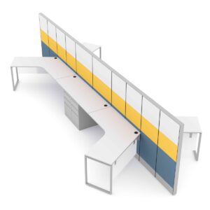 120 Degree Workstations | Sapphire Cubicle System | 4x6x65"H | 4-Person