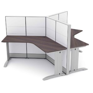 120 Degree 3-Person Modular Workstation | Sapphire Cubicle System | 4x4x52"H