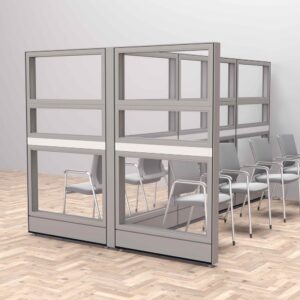 Freestanding Waiting Room Divider Wall | Glass Partition | 6x10x65"H