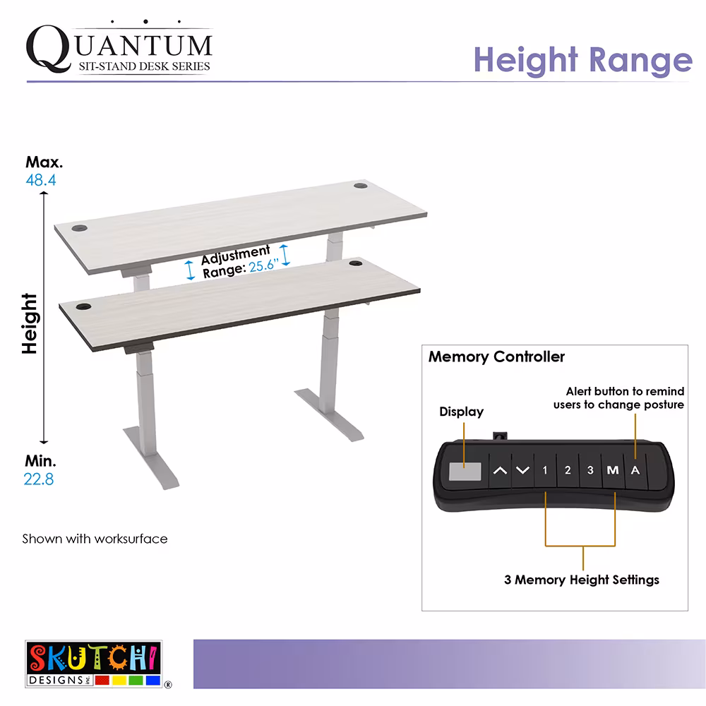 Quantum Series Rectangle Electric Sit-Stand Desk | 36" x 72"| 9 Laminate Options - Image 3