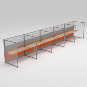 5-Person Call Center Cubicle Workstations | SAPslim Cubicle System | Sapphire Cubicle System | 6x4x65"H