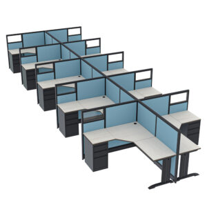 10-Person Cubicle Call Center with L-Shaped Desks | Emerald Cubicle Collection | 5x6x52"H