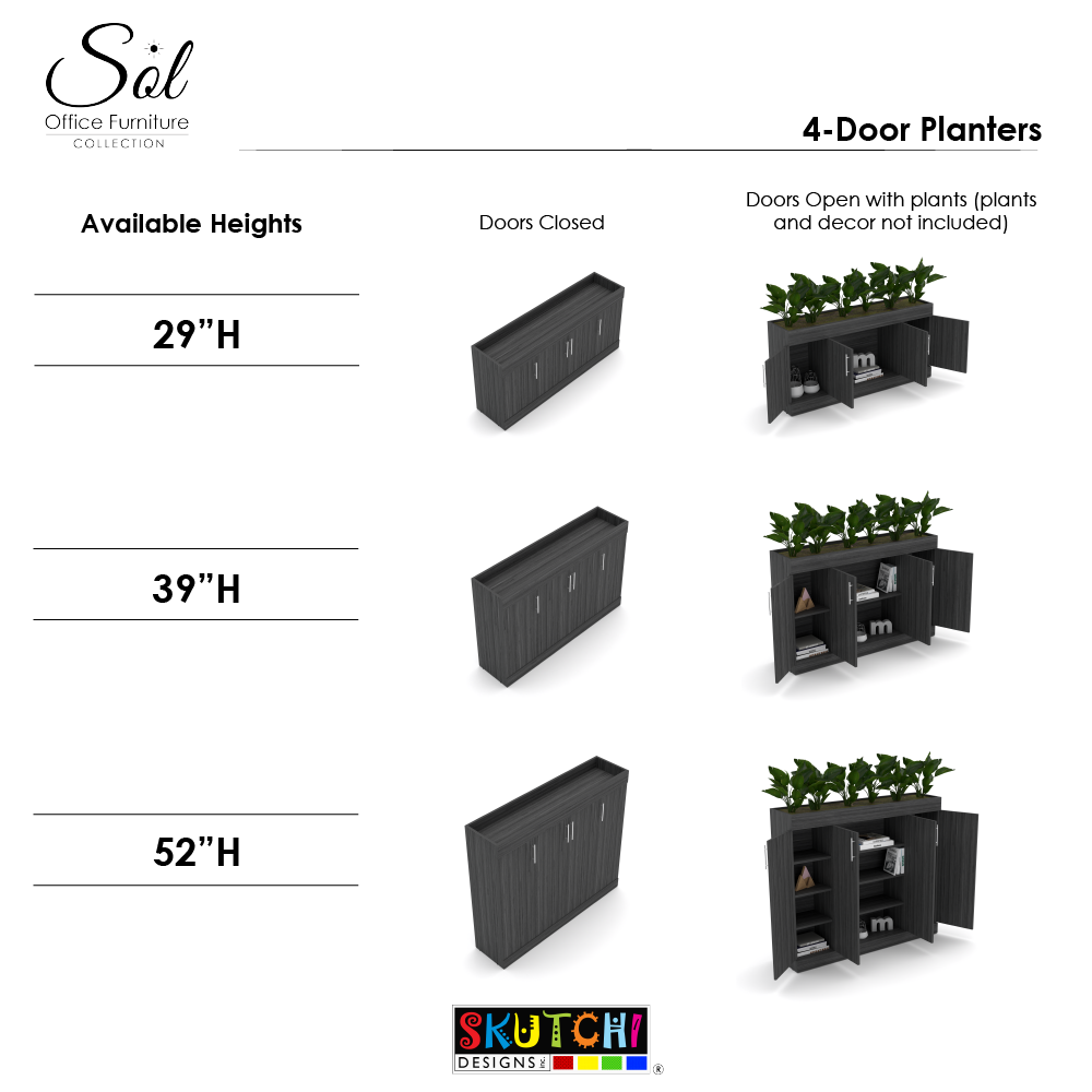 Indoor Planter With Closed Storage Cabinet | Sol Series | 8 Available Laminates | 3 Different Height Options - Image 2