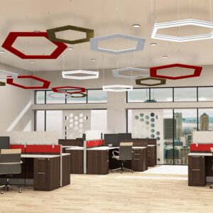 eSCAPE Series Hexagon Outline Acoustic Ceiling Panel | Individual Tile Mix and Match | Build Your Own Sets | 18 Colors