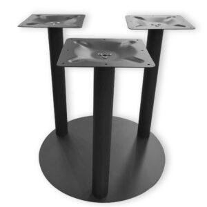 Three-Column Pedestal Table Base | Round Metal Table Base | Matte Black | 28"H