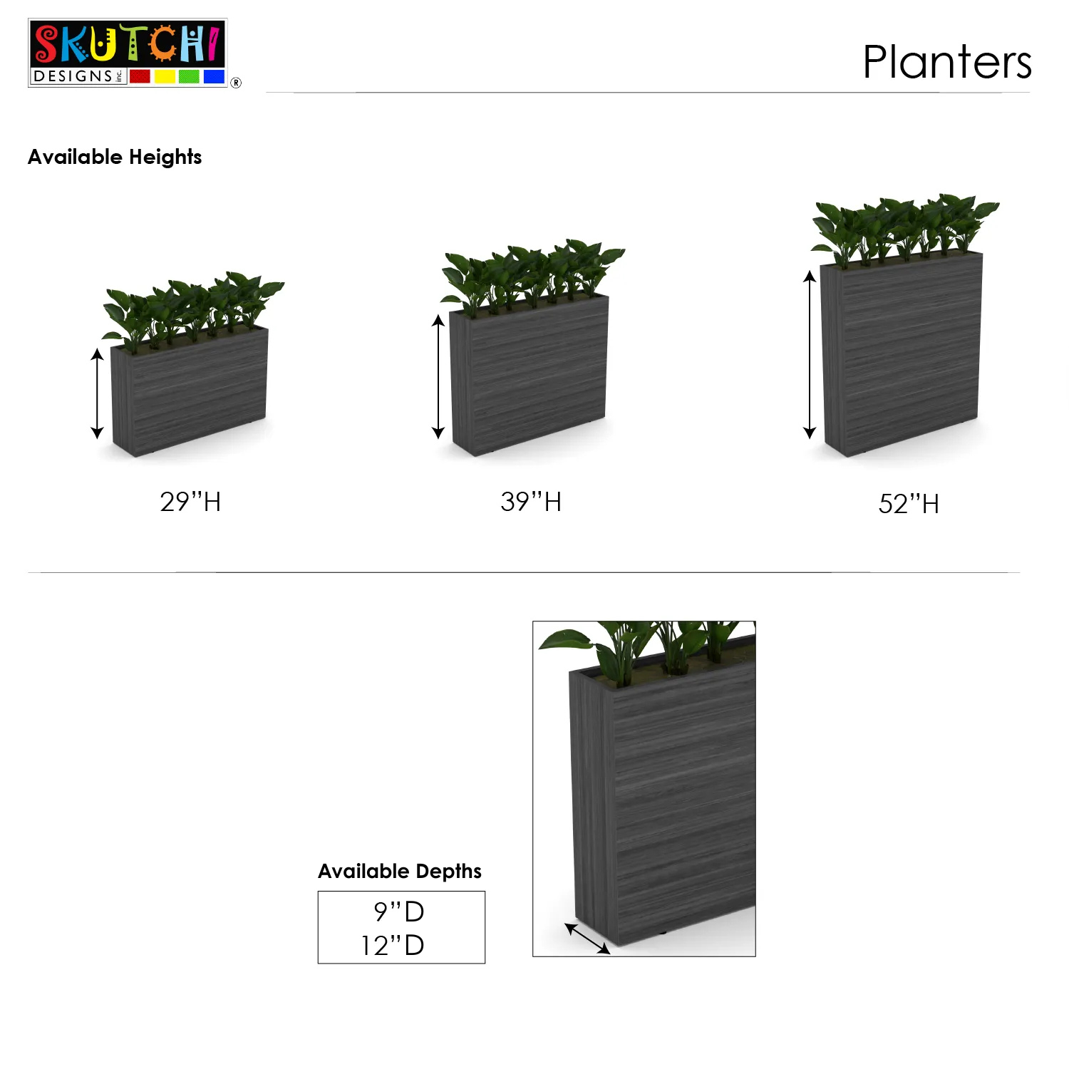 Laminate Indoor Floor Planters | Sol Furniture Collection | 3 Different Heights | 8 Laminate Options Available - Image 3