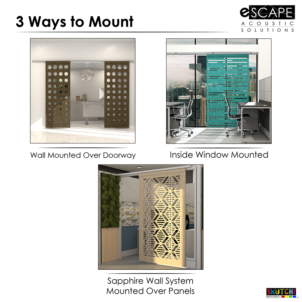 eSCAPE Series Universal Sliding Acoustical Panel | Sliding Cubicle Door | Designs Available - Image 3
