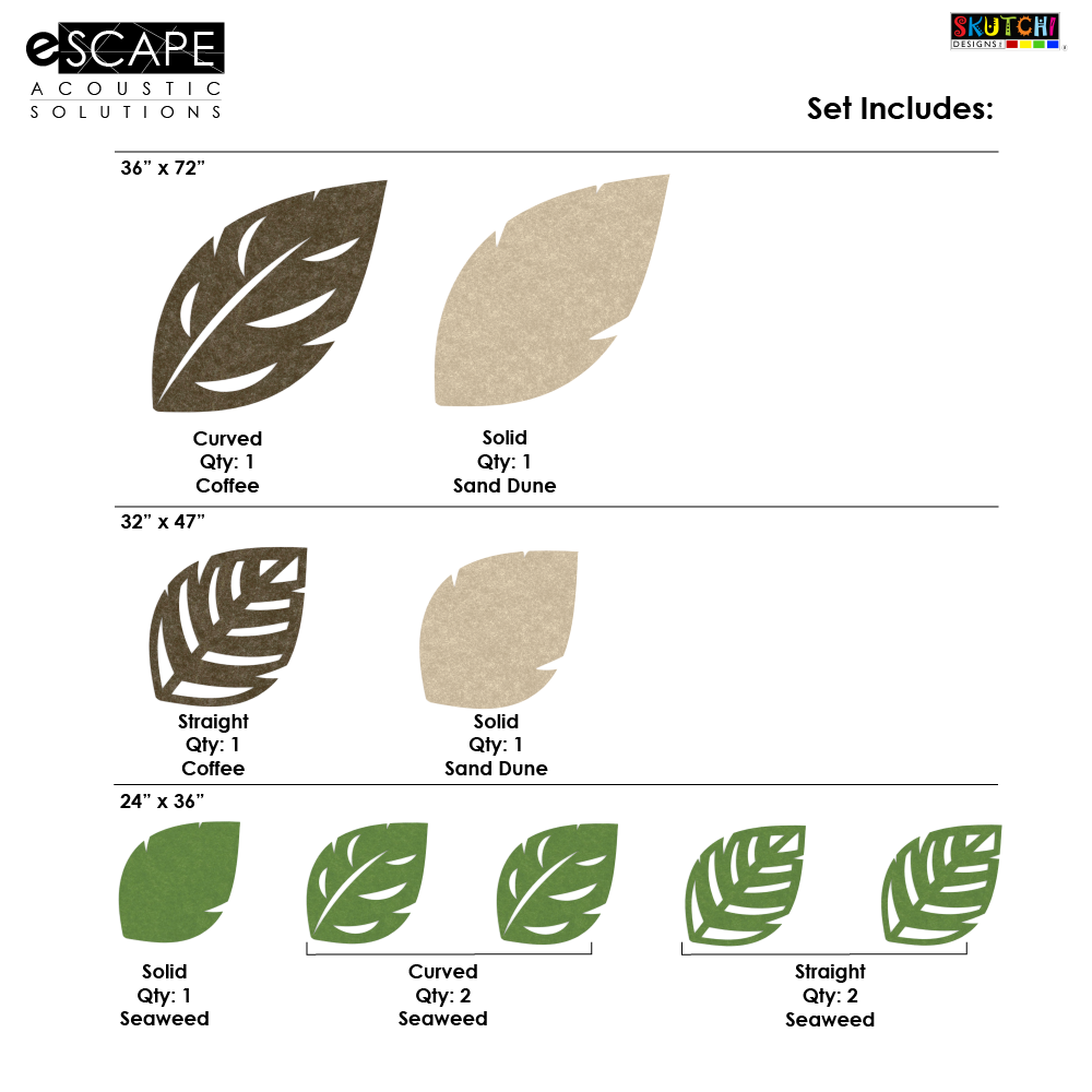 eSCAPE Series Leaves Acoustic Wall Art | Set of 9 | 2 Color Options - Image 4