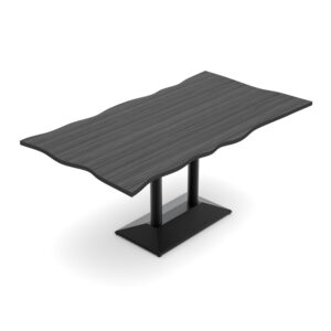 Edgy Rectangle Table with Pyramid Double Post Base | 6 Person Table | 3 Different Sizes | 8 Laminate Finishes