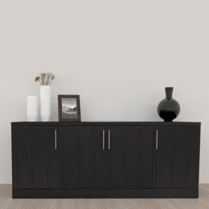 Sol Series Freestanding Credenza With Doors | Fully Assembled Storage Cabinet With Power Module | 24"Dx70"Wx30"H