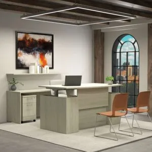 Executive Laminate Office Desk with File Storage