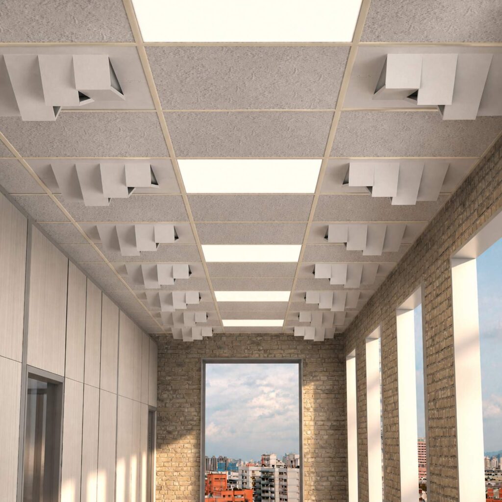 White Pyramid Tile in hallway